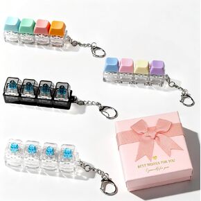 4 PCS Keyboard Fidget Click ,Keyboard Fidget Keychain 4-in-1 Keyboard Decompression Button Finger Clicker (Colorful) in Saudi Arabia