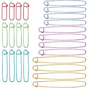 TIESOME 6 Size Metal Knitting Stitch Holders, 24 PCS Colorful Crochet Stitch Holders Aluminum Yarn Knitting Stitch Holder Needle Marker Aid Large Safety Pins for Quilting, Sewing, and Knitting(24) in Kuwait