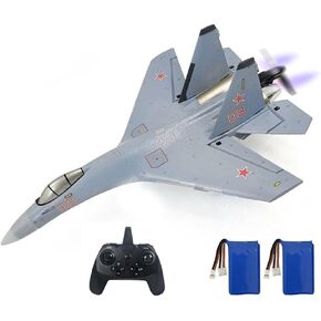 RC Airplane for Adult SU35 Jet 4CH Remote Control Plane RTF Tail Motor Aircraft 3D / 6G Stunt Function Fixed Wing Glider Brushless Motor Simulation Fighter Beginners 2 Batteries (Gray) in Saudi Arabia