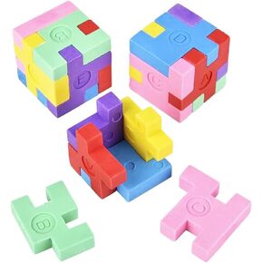 ممحاة مكعبة الألغاز الملونة من شركة Dreidel، ممحاة أقلام رصاص مصغرة، لوازم مدرسية، هدايا حفلات تحفيز العقل (12 قطعة) in Kuwait