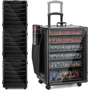 Miniatures Storage Case Miniatures Transport Case.Stackable Carrying Case with Trolley & 360° Wheels 6 Trays. Aluminum Alloy Frame with Lock Slot (Large Size:12.2 * 15.5 * 20.5in) in Saudi Arabia