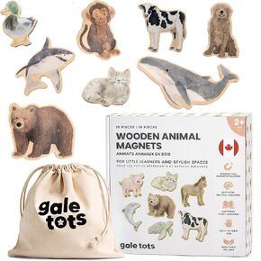 Aesthetic Wooden Animal Magnets for Kids (Ages 2+) – Montessori-Inspired Fridge Magnets for Toddlers with Realistic Watercolor Animals – 19 Neutral Pieces in Saudi Arabia