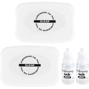 ForraFun 2 Pack 4 Inch Clear Embossing Ink Pad with 2 0.5 oz Refill Bottles for Crisp Stamping for DIY Cards and Scrapbooking, Detailed Embossing in Kuwait