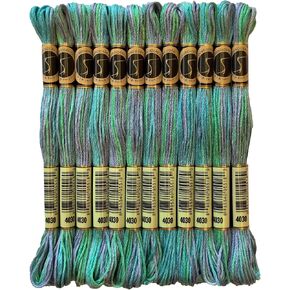 Magical Color Variegated Cross Stitch Thread Color Variations Embroidery Floss Pack, 8.7-Yard, Monets Garden, Pack of 12 Skeins in Kuwait