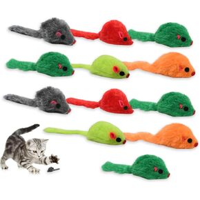 DS.DISTINCTIVE STYLE Catnip Toy for Cats 12 Pieces Random Color Faux Mouse Toys with Plastic Body Interactive Cat Toys for Indoor Cats Kitten Play in Kuwait