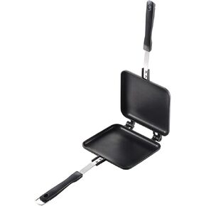 صانعة الساندوتشات الساخنة بانيني بريس، مقلاة شواء بانيني غير لاصقة مع مقبض، مقلاة قلاب من الألومنيوم للمنزل والتخييم في الهواء الطلق، عبوة واحدة in Kuwait