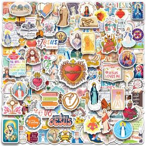 SigyoJeom 400PCS Catholic Stickers, Waterproof Bible Jesus Stickers for Kids Adults, Saint Vinyl Decals for Water Bottle Scrapbook Laptop, Catholic Gift, Virgin Mary Sacred Heart in Kuwait