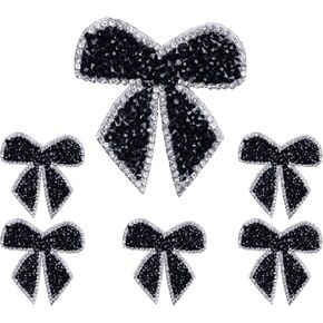 6 Pieces Gold Bow Knot Rhinestone Patches, Self-Adhesive Repair Bowknot Appliques for Jeans, Backpacks, Hats, Shoes, Clothes Decorations and DIY Crafts in Saudi Arabia