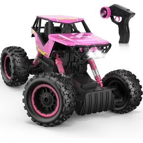 DOUBLE E 1:12 RC Monster Truck - سيارة دفع رباعي للطرق الوعرة تعمل بالتحكم عن بعد مع محركات مزدوجة ومصابيح أمامية in Kuwait