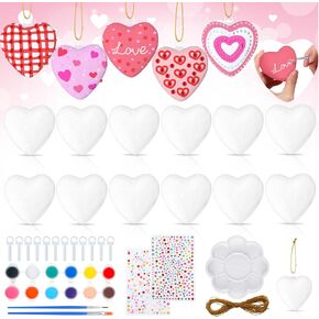 12 Set Valentines/ Galentines Day Craft for Adult Foam Heart Ball Ornaments Unfinished Heart Ball Painting Craft Kit DIY Valentines Gifts Foam Hanging Decoration Classroom Sunday School Crafts in Kuwait