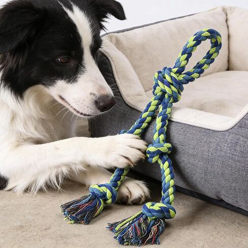 2-Pack Durable Rope Dog Toys, Colorful Braided Chew-Resistant Knot Toys for Medium to Large Dogs, Teething, Boredom Relief & Tug-of-War in Saudi Arabia