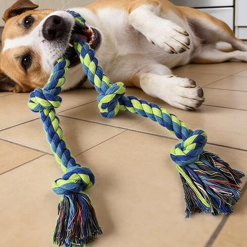 2-Pack Durable Rope Dog Toys, Colorful Braided Chew-Resistant Knot Toys for Medium to Large Dogs, Teething, Boredom Relief & Tug-of-War in Saudi Arabia