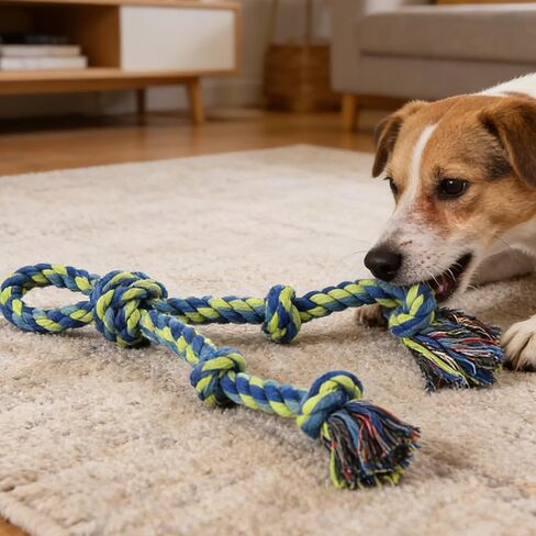 2-Pack Durable Rope Dog Toys, Colorful Braided Chew-Resistant Knot Toys for Medium to Large Dogs, Teething, Boredom Relief & Tug-of-War in Saudi Arabia