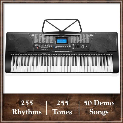 Ashthorpe 61-Key Digital Electronic Keyboard Piano مع مفاتيح كاملة الحجم للمبتدئين، تتضمن سماعات الرأس والميكروفون وملصقات الكلمات الرئيسية in Kuwait