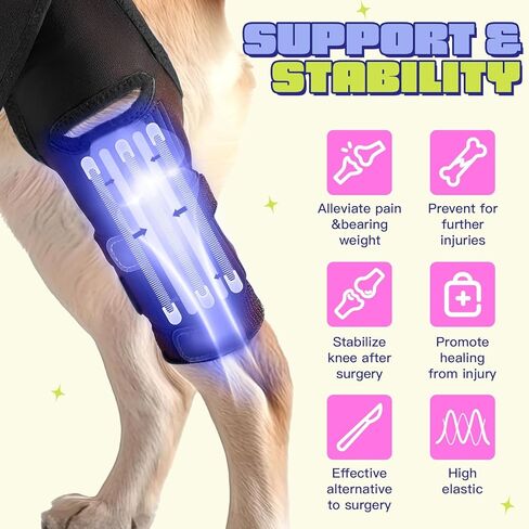 Dog Knee Brace for ACL CCL Support – Adjustable Compression Brace with Side Stabilizers for Torn ACL Hind Leg, Breathable Neoprene, Post Surgery Recovery, Fits Small & Medium Dogs (S) in Saudi Arabia
