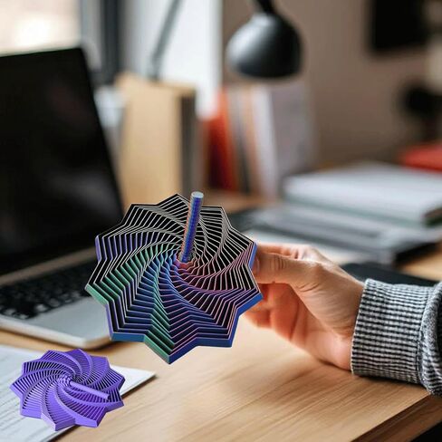 نجمة تململ حسية مطبوعة ثلاثية الأبعاد، مسدس تململ كسورية مع مقابض، 2025 ألعاب تململ على شكل نجمة جديدة لألعاب تخفيف الضغط على سطح المكتب وتخفيف الضغط الحلزوني الحلزوني (أزرق أرجواني، كبير) in Kuwait
