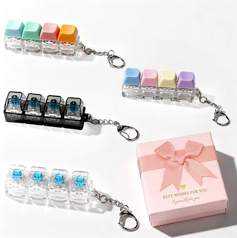 4 PCS Keyboard Fidget Click ,Keyboard Fidget Keychain 4-in-1 Keyboard Decompression Button Finger Clicker (Colorful) in Saudi Arabia