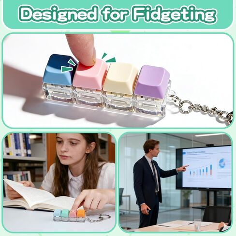 4 PCS Keyboard Fidget Click ,Keyboard Fidget Keychain 4-in-1 Keyboard Decompression Button Finger Clicker (Colorful) in Saudi Arabia