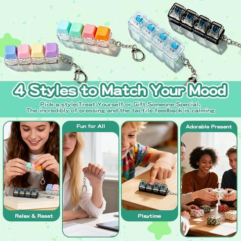 4 PCS Keyboard Fidget Click ,Keyboard Fidget Keychain 4-in-1 Keyboard Decompression Button Finger Clicker (Colorful) in Saudi Arabia