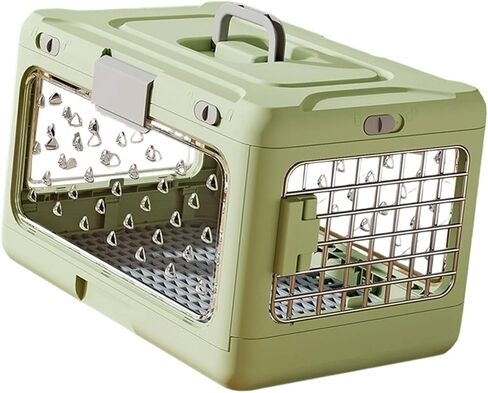 قفص قابل للطي للقطط والجراء، قفص سفر عالي التحمل وشفاف وقابل للحمل، بيت للكلب حامل الحيوانات الأليفة لجرو الأرانب والكلاب الصغيرة والقطط، أخضر in Kuwait