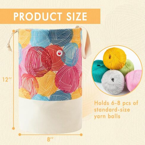 YAWIKO Yarn Bag, Multi-Functional Crochet Bag Organizer, Canvas Yarn Storage Knitting Bag for Knitting Accessories, Crochet Accessories Holder in Saudi Arabia