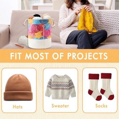 YAWIKO Yarn Bag, Multi-Functional Crochet Bag Organizer, Canvas Yarn Storage Knitting Bag for Knitting Accessories, Crochet Accessories Holder in Saudi Arabia
