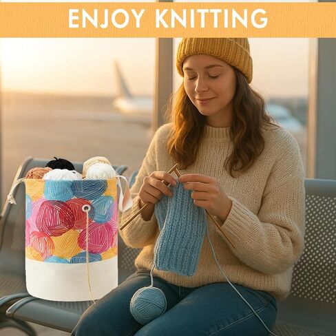 YAWIKO Yarn Bag, Multi-Functional Crochet Bag Organizer, Canvas Yarn Storage Knitting Bag for Knitting Accessories, Crochet Accessories Holder in Saudi Arabia