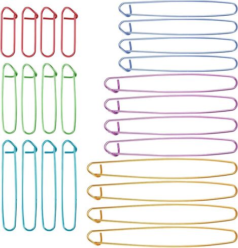 TIESOME 6 Size Metal Knitting Stitch Holders, 24 PCS Colorful Crochet Stitch Holders Aluminum Yarn Knitting Stitch Holder Needle Marker Aid Large Safety Pins for Quilting, Sewing, and Knitting(24) in Kuwait