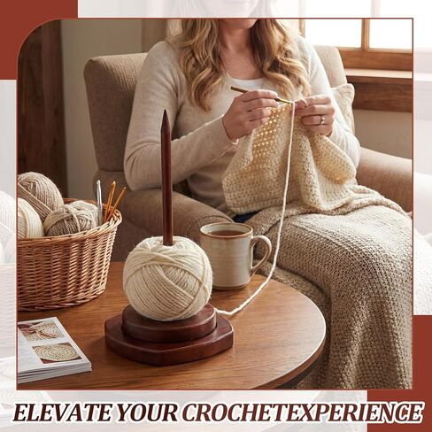 Geelin Large Crochet Yarn Spinner Wooden Yarn Holder for Knitting and Crocheting Gift for Craft and Knitting Lovers Crochet Accessories and Tools for Fiber Crafts in Saudi Arabia