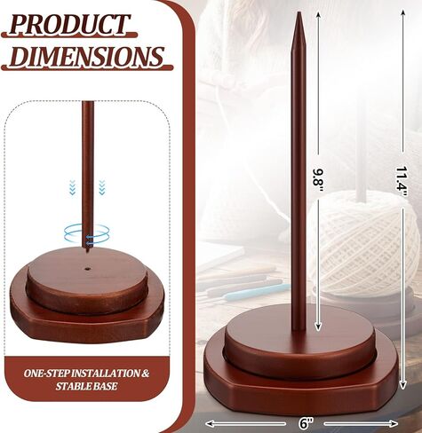 Geelin Large Crochet Yarn Spinner Wooden Yarn Holder for Knitting and Crocheting Gift for Craft and Knitting Lovers Crochet Accessories and Tools for Fiber Crafts in Saudi Arabia