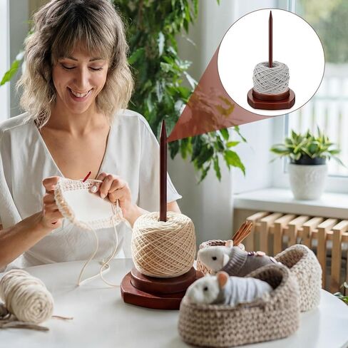 Geelin Large Crochet Yarn Spinner Wooden Yarn Holder for Knitting and Crocheting Gift for Craft and Knitting Lovers Crochet Accessories and Tools for Fiber Crafts in Saudi Arabia