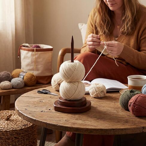 Geelin Large Crochet Yarn Spinner Wooden Yarn Holder for Knitting and Crocheting Gift for Craft and Knitting Lovers Crochet Accessories and Tools for Fiber Crafts in Saudi Arabia