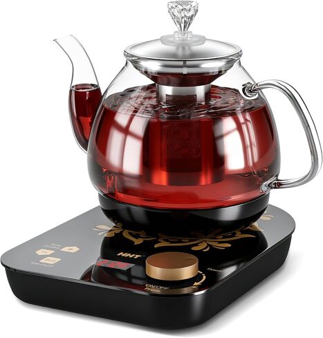 HHT Electric Tea Maker with Infuser, ±1℉ Precise Temperature Control, Glass Electric Kettle for Herbal,Flowers,Fruit Tea and Loose Leaf,BPA-Free,Auto Shut-Off,Brewing Program,Keep Warm,0.8L/27oz in Kuwait