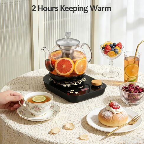 HHT Electric Tea Maker with Infuser, ±1℉ Precise Temperature Control, Glass Electric Kettle for Herbal,Flowers,Fruit Tea and Loose Leaf,BPA-Free,Auto Shut-Off,Brewing Program,Keep Warm,0.8L/27oz in Kuwait