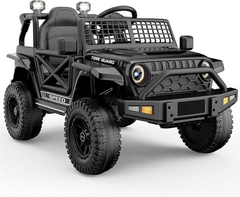 Electric Car for Kids, 12V 7Ah Powered Ride on Car with Remote Control, Dual Driving Modes, Bluetooth Ride on Toys Jeep with Suspension, Gift for Boys Girls 4-8 Years, Black in Saudi Arabia