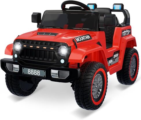 12V Kids Ride on Car, Kids Electric Car w/Parent Remote Control, Twin 35w Motors, 3 Speeds, LED Lights, Music & Horn, Spring Suspension, Electric Vehicles for 3-5 Boys Girls Gift, Red in Saudi Arabia