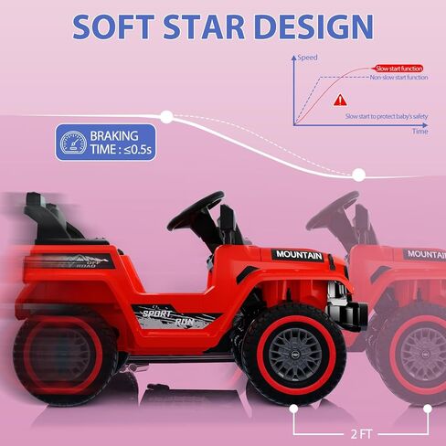 12V Kids Ride on Car, Kids Electric Car w/Parent Remote Control, Twin 35w Motors, 3 Speeds, LED Lights, Music & Horn, Spring Suspension, Electric Vehicles for 3-5 Boys Girls Gift, Red in Saudi Arabia