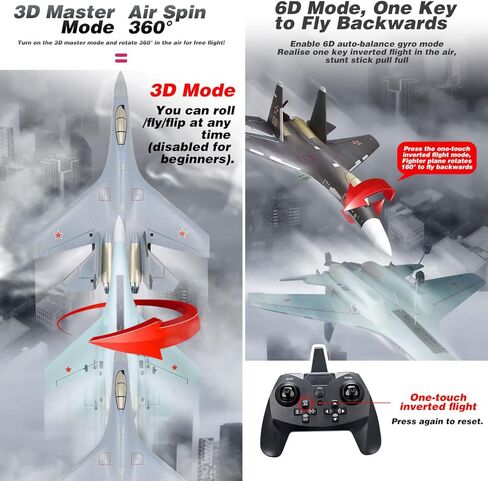 طائرة RC للبالغين SU35 Jet 4CH طائرة التحكم عن بعد RTF Tail Motor Aircraft 3D / 6G وظيفة حيلة ثابتة الجناح طائرة شراعية بدون فرشاة محاكاة للمبتدئين المقاتلين بطاريتان (رمادي) in Saudi Arabia