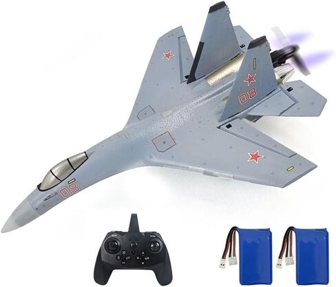 طائرة RC للبالغين SU35 Jet 4CH طائرة التحكم عن بعد RTF Tail Motor Aircraft 3D / 6G وظيفة حيلة ثابتة الجناح طائرة شراعية بدون فرشاة محاكاة للمبتدئين المقاتلين بطاريتان (رمادي) in Saudi Arabia