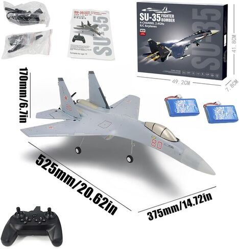 طائرة RC للبالغين SU35 Jet 4CH طائرة التحكم عن بعد RTF Tail Motor Aircraft 3D / 6G وظيفة حيلة ثابتة الجناح طائرة شراعية بدون فرشاة محاكاة للمبتدئين المقاتلين بطاريتان (رمادي) in Saudi Arabia
