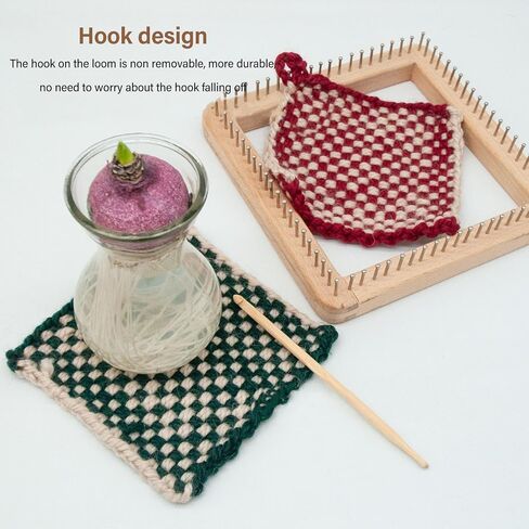 Wooden Knitting Looms for Blankets, Square DIY Hand Crafted Looms Knitting Tools Crochet Looms Chunky Yarn Looms Board Chunky Knit Blanket Kit for Hat Scarf Socks Sweater (30 * 30cm) in Saudi Arabia