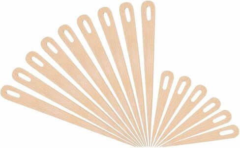 MECCANIXITY Weaving Needle, 15pcs Wooden Big Eye Knitting Needles Hand Loom Stick Tapestry Weaving Craft Tools for Sewing Making DIY Crafts, 2 Size, Wood Color in Saudi Arabia