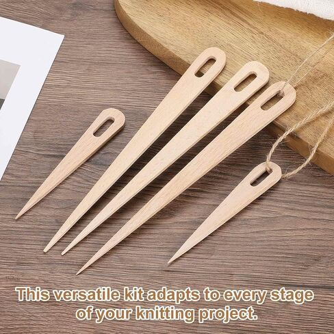 MECCANIXITY Weaving Needle, 15pcs Wooden Big Eye Knitting Needles Hand Loom Stick Tapestry Weaving Craft Tools for Sewing Making DIY Crafts, 2 Size, Wood Color in Saudi Arabia