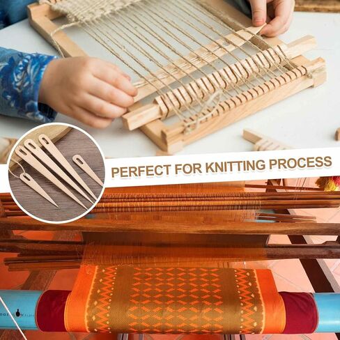 MECCANIXITY Weaving Needle, 15pcs Wooden Big Eye Knitting Needles Hand Loom Stick Tapestry Weaving Craft Tools for Sewing Making DIY Crafts, 2 Size, Wood Color in Saudi Arabia