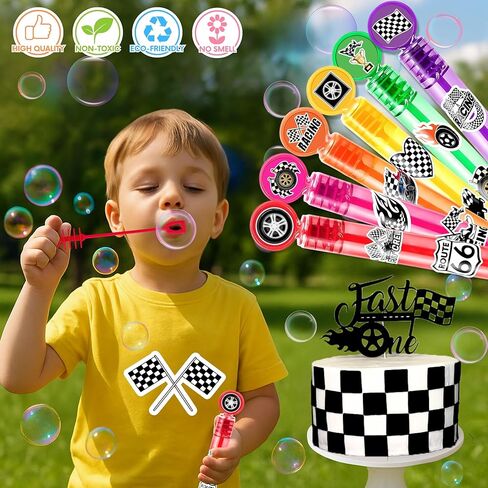 Checkered Flag Party Favors for Kids – 24PCS Racing-Themed Mini Bubble Wands, Great for Birthday Supplies, Pinata Fillers, Goodie Bags & Classroom Rewards in Saudi Arabia