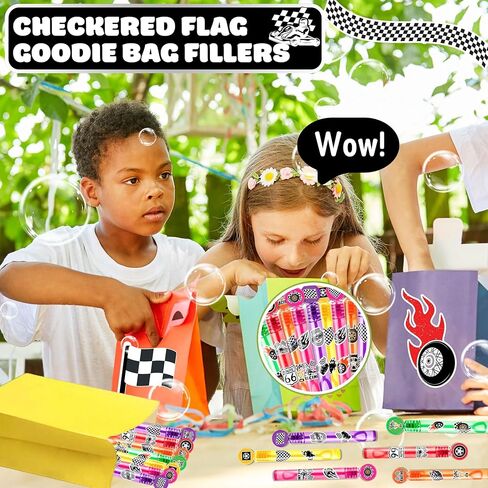 Checkered Flag Party Favors for Kids – 24PCS Racing-Themed Mini Bubble Wands, Great for Birthday Supplies, Pinata Fillers, Goodie Bags & Classroom Rewards in Saudi Arabia