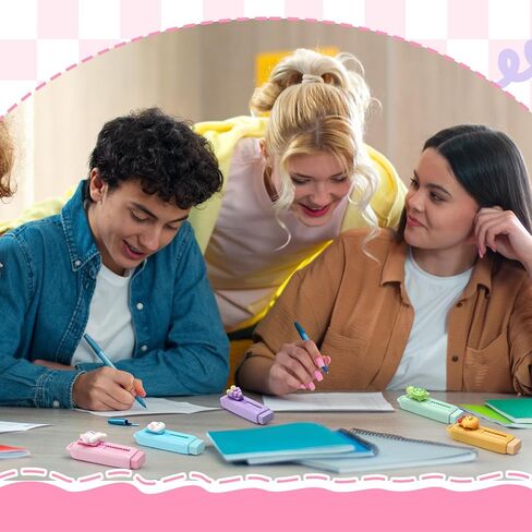 6 مجموعة من المحايات اللطيفة القابلة للسحب مع عبوات إعادة التعبئة السائبة من Kawaii الكرتون الممتع بالدفع والسحب، ممحاة منزلقة لمكافآت المعلم، هدايا هدايا الحفلات، ملحقات المكتب (أنيقة) in Kuwait