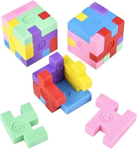 ممحاة مكعبة الألغاز الملونة من شركة Dreidel، ممحاة أقلام رصاص مصغرة، لوازم مدرسية، هدايا حفلات تحفيز العقل (12 قطعة) in Kuwait