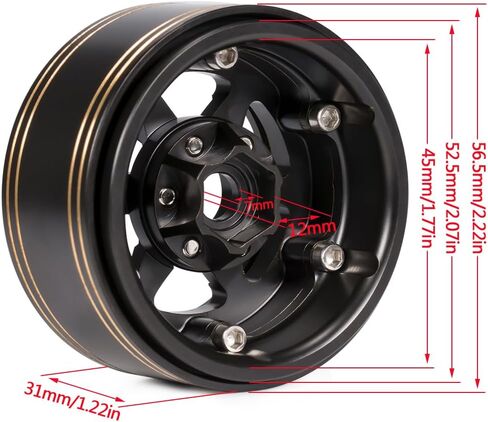 1.9 Beadlock Wheels,4pcs 958g Brass Heavy Wheel Rims for 1/10 RC Crawler TRX4 TRX6 Capra SCX10 D90 VS4-10 Gen8 CC01 Upgrades Accessories in Saudi Arabia