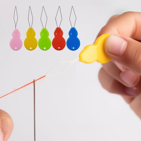 5Pcs Needle Threaders, Gourd Shaped Plastic Wire Loop DIY Needle Threader Hand Machine Sewing Tool for Sewing Crafting for Needle Work, Sewing Machine, Embroidery, Cross-Stitch, 5 Colors in Saudi Arabia